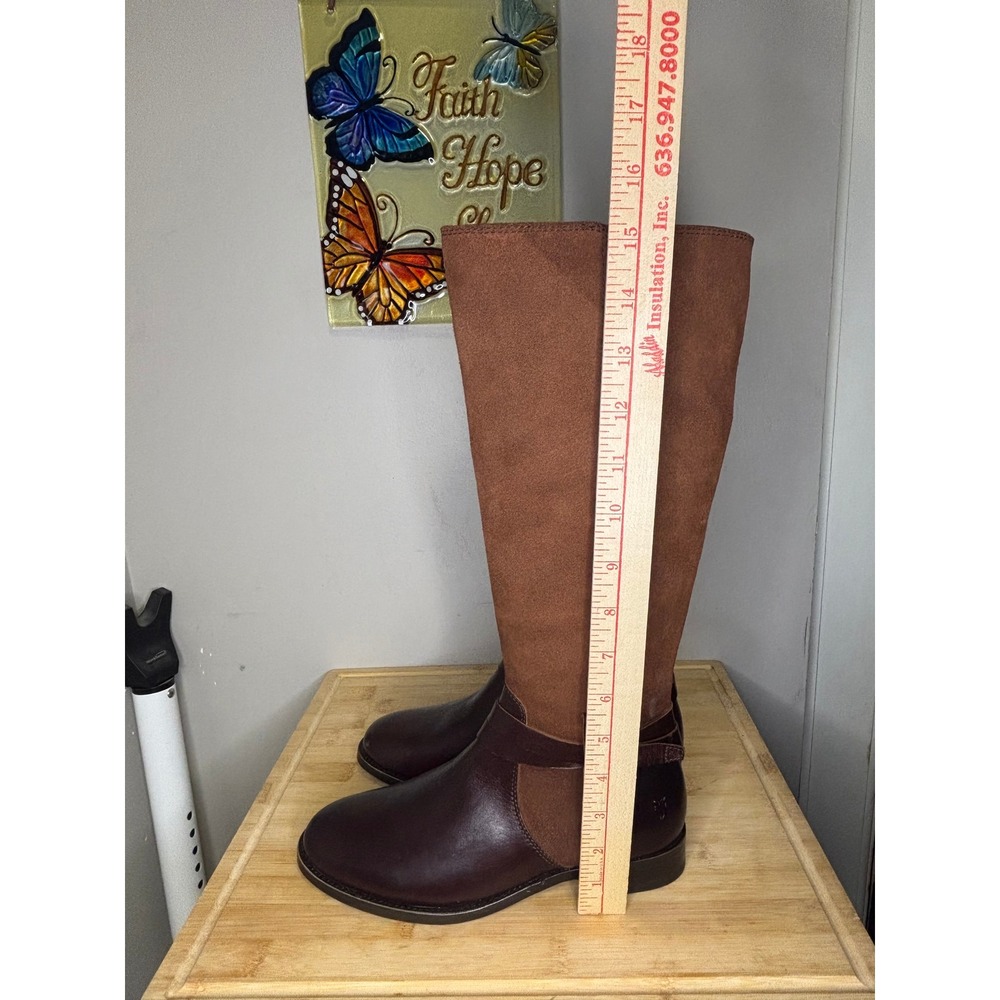 Frye Womens Leather Suede Tall Riding Boots Brown Mixed Media Equestrian 16in - Picture 2 of 11